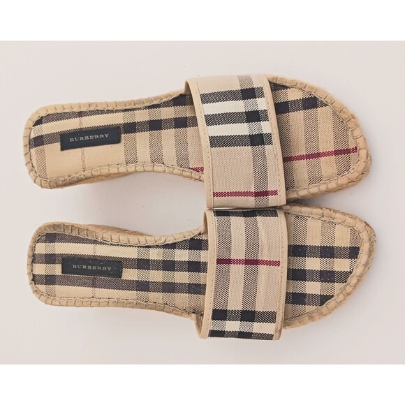 Burberry Nova Check Canvas Espadrille Slide Wedge EU 39 US 8-8.5 Made in Spain - Picture 2 of 12